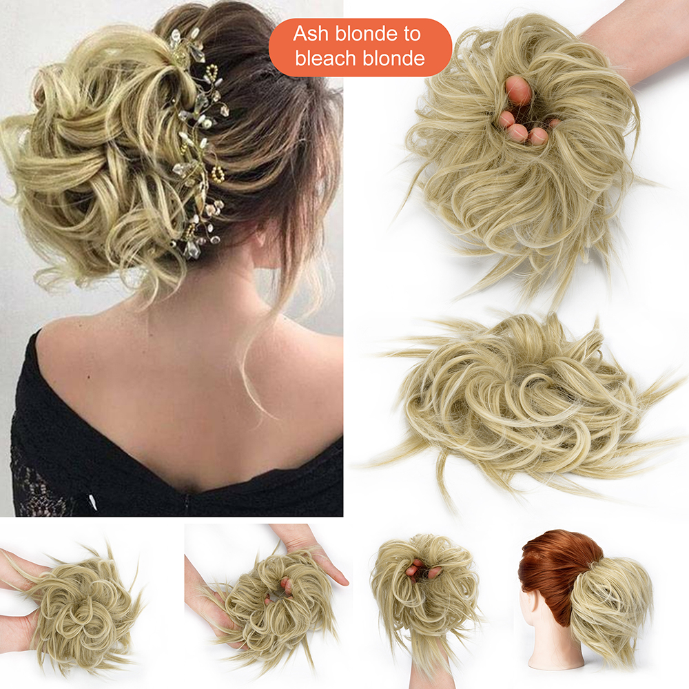 Women Thick Messy Curly Wavy Chignon Hair Bun Scrunchie Hair Extensions Natural - Picture 16 of 25