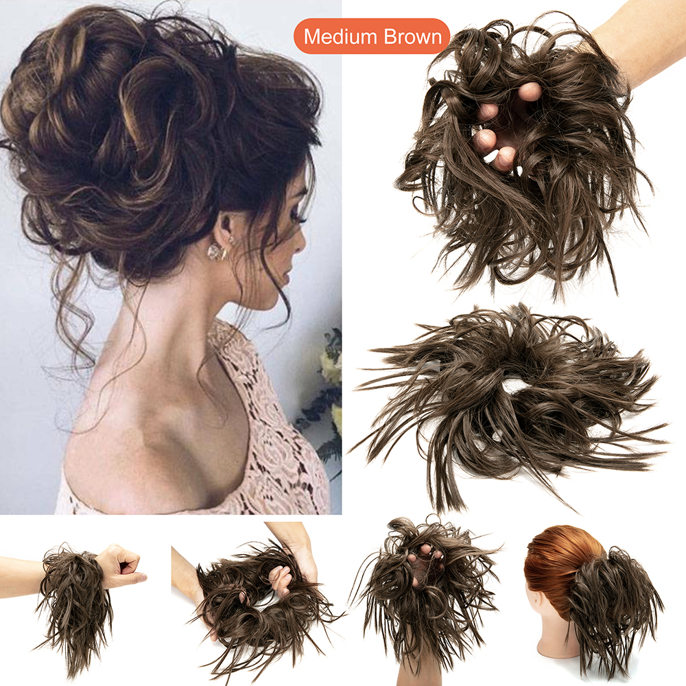 Women Thick Messy Curly Wavy Chignon Hair Bun Scrunchie Hair Extensions Natural - Picture 19 of 25
