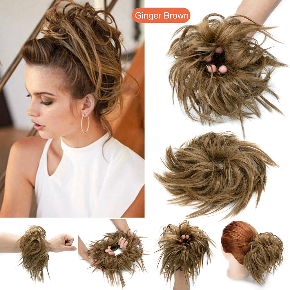 Women Thick Messy Curly Wavy Chignon Hair Bun Scrunchie Hair Extensions Natural - Picture 22 of 25