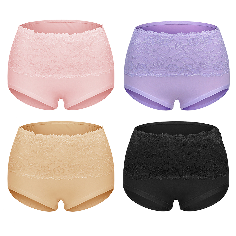 4pcs Women's Cotton Stretch Panties Comfy High Waist Briefs Breathable Underwear - Picture 13 of 15