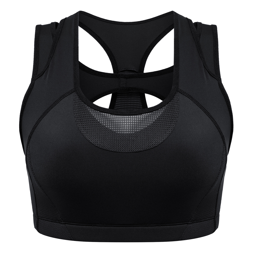 Women's High Support Push Up Zip Front Close Padded Sports Bra Workout Plus Size - Picture 14 of 18