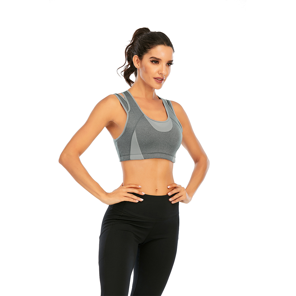 Women's High Support Push Up Zip Front Close Padded Sports Bra Workout Plus Size - Picture 17 of 18