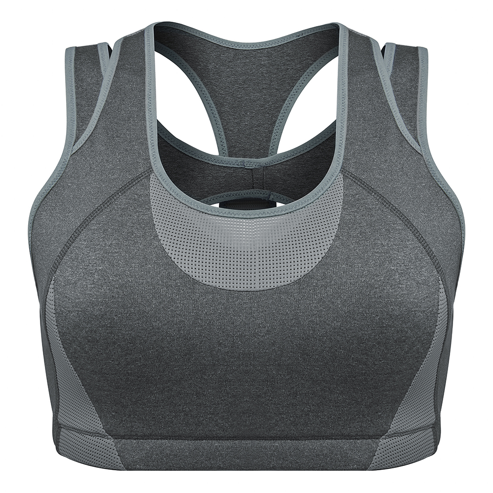 Women's High Support Push Up Zip Front Close Padded Sports Bra Workout Plus Size - Picture 18 of 18