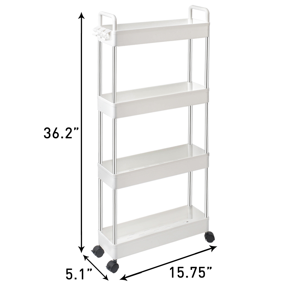 3/4 Tier Rolling Storage Cart Mobile Shelving Unit Organizer Rolling