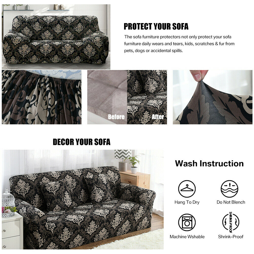 1 2 3 Seater Stretch Sofa Covers Chair Couch Cover Elastic Slipcover Protector 1 2 3 Seater Stretch Sofa Covers Chair, Kid Proof Sofa Covers Uk