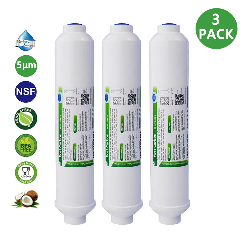 1-3 Pack T33 Post Carbon Water Filter 1/4