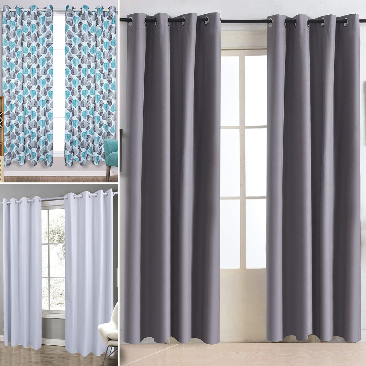Luxury Thermal Blackout Eyelet Ring Top Curtains Dimout Energy