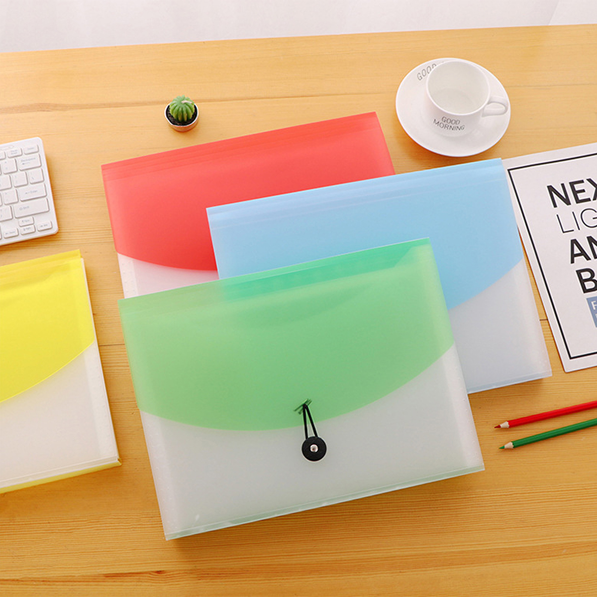 Plastic A4Paper Expanding File Folder Pocket Document Organizer