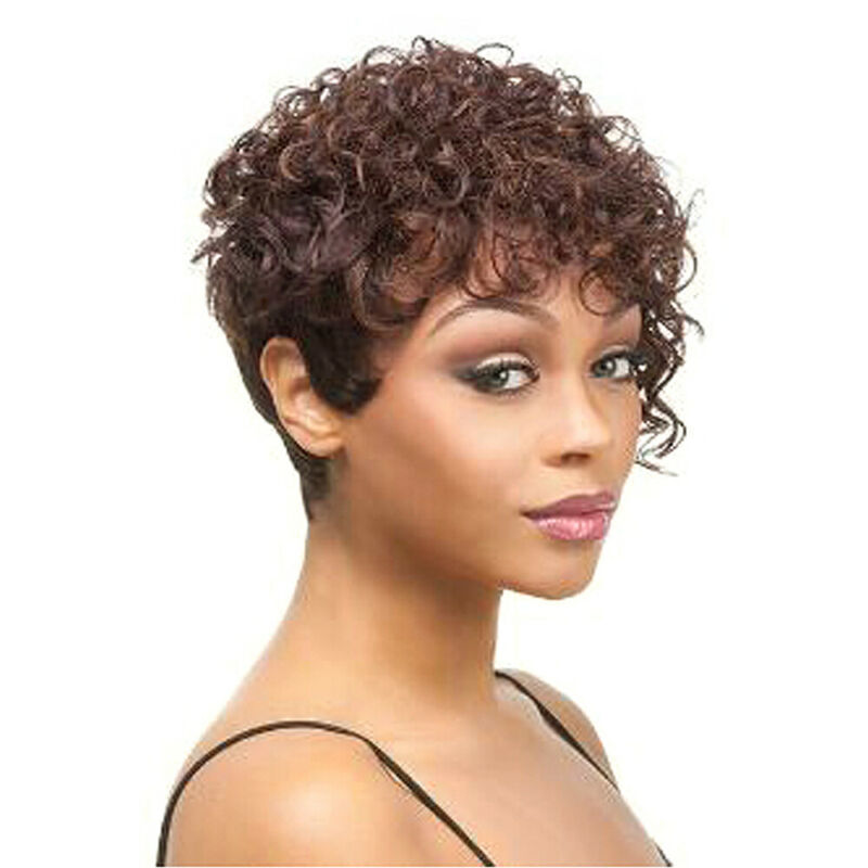 Stylish Women Vogue Ombre Short Wigs Mixed Brown Blonde Curly Wavy Hair