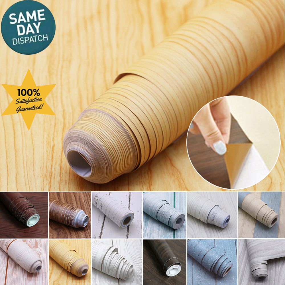 10M Waterproof Brown Wood Peel&Stick Wallpaper Contact Paper Decor Self