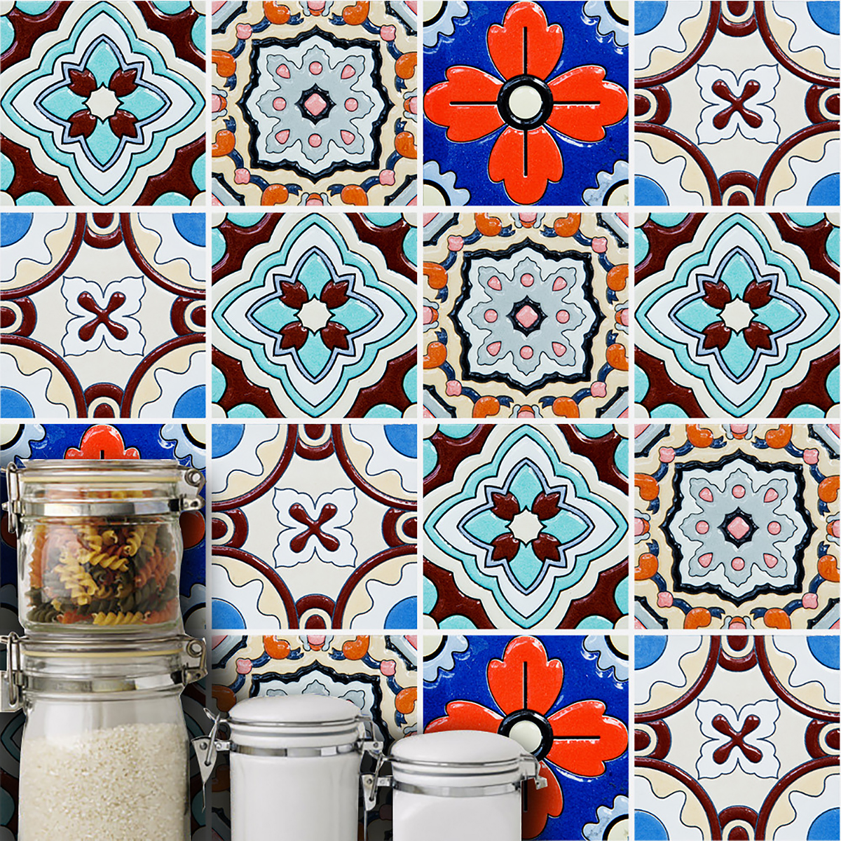 100pack Moroccan Style Tile Wall Stickers Kitchen Bathroom Self