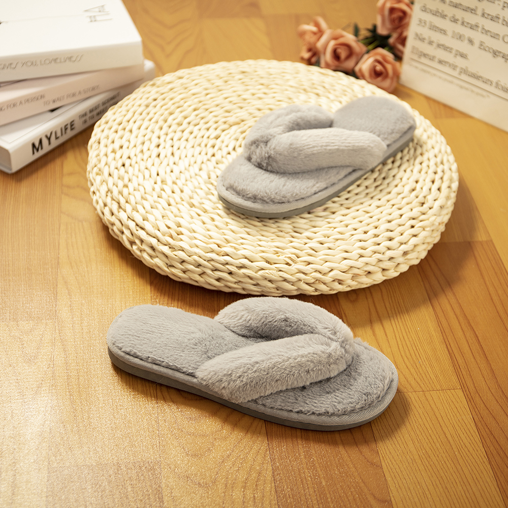US Stock Fuzzy Slipper Casual Fleece Flip Flop Shoes Cute For Women House Indoor | eBay