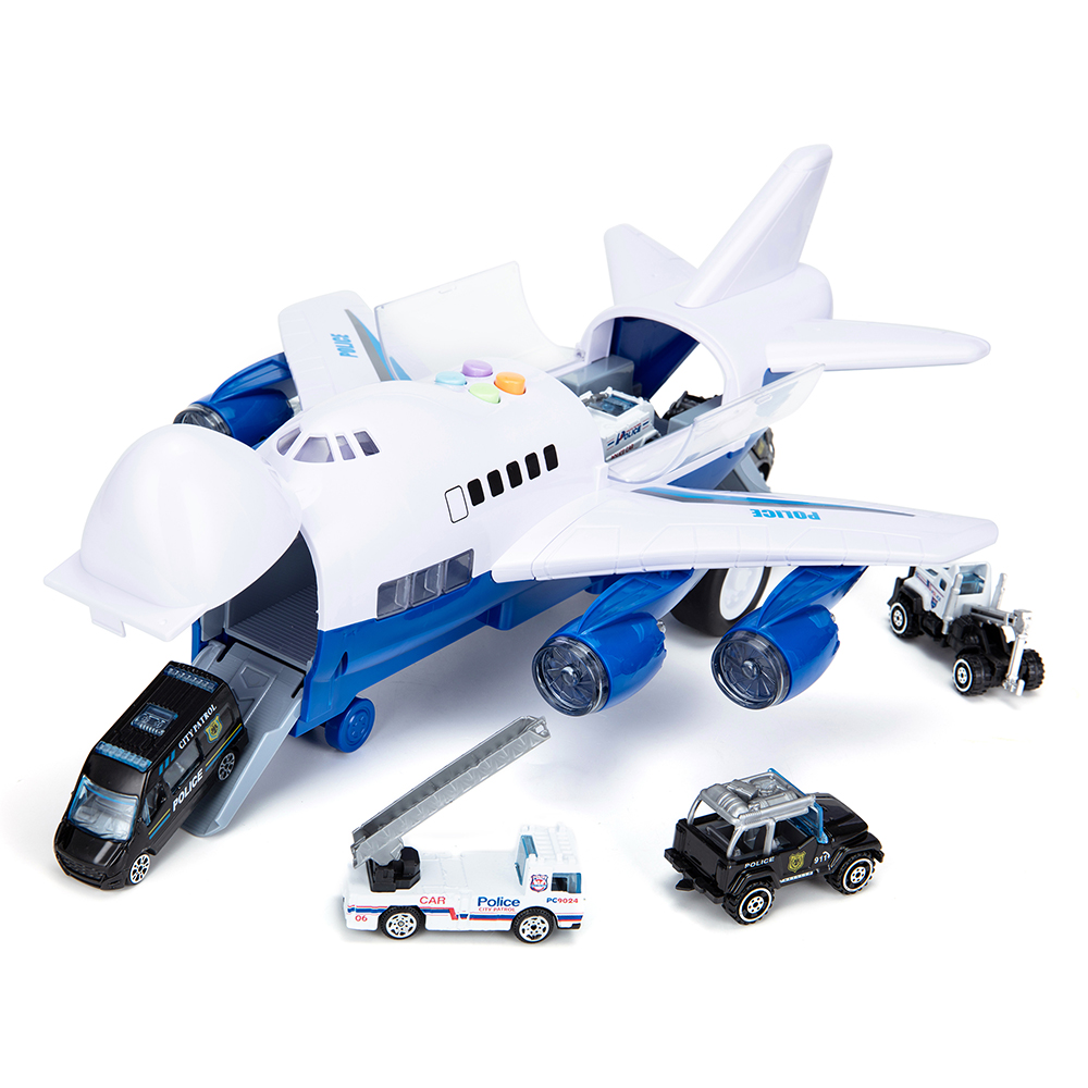 Kid Plane Car Toys Set with Transport Cargo Airplane Large Play Mat Car