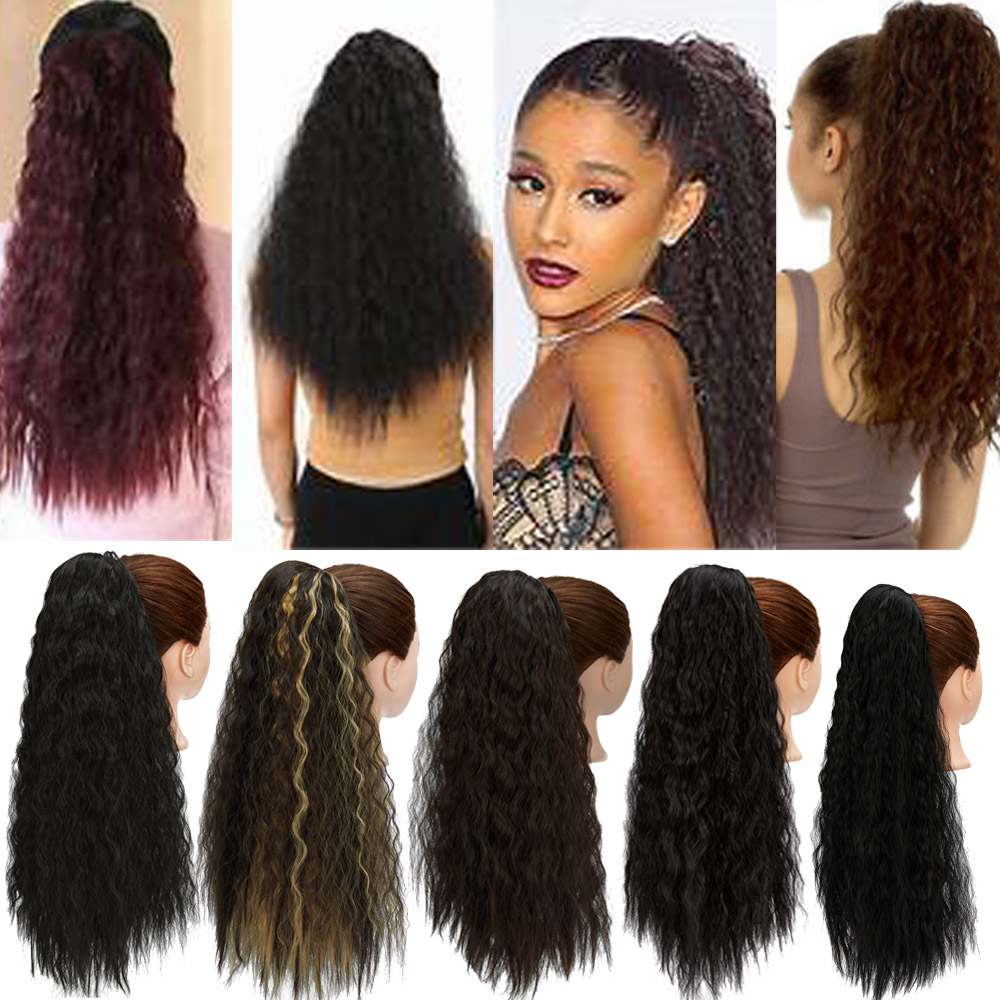 Kinky Straight Ponytail Wavy Drawstring Ponytails Hair Piece Clip on