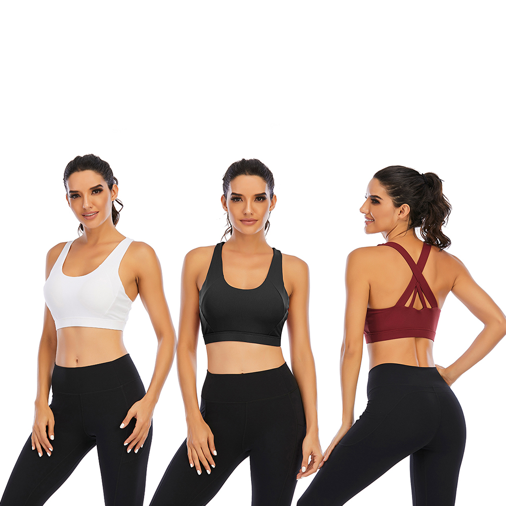 Wholesale Crisscross Back Yoga Bra with Removable Cups, OEM Soft