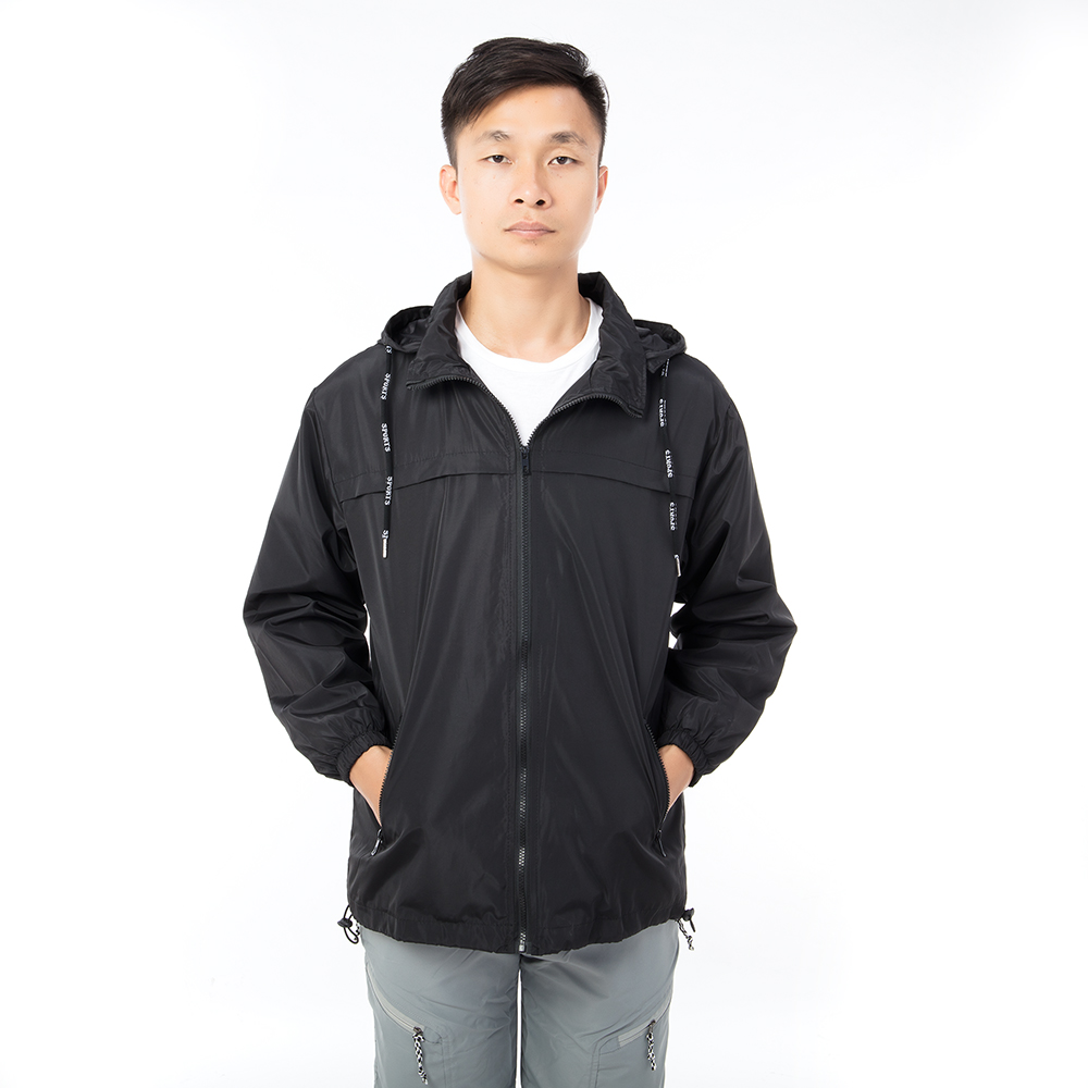 Men's Fashion Hooded Raincoat Waterproof Jacket Zip Up Windbreaker