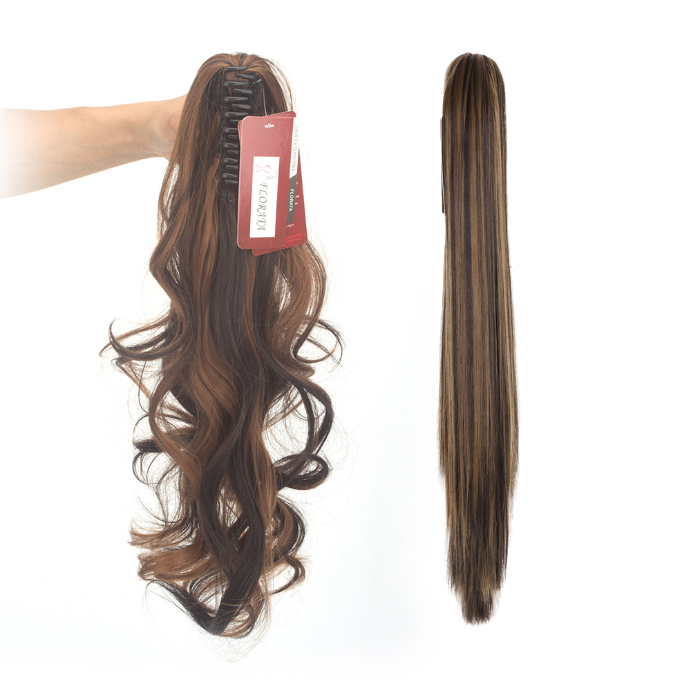 LELINTA 18/24 Clip In Hair Extensions 4 PCS Long Straight Curly