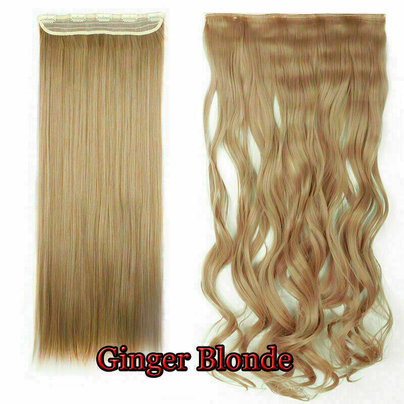 US One Piece(5 Clips)Clip-on Long Wavy Real as Human Hair Extension 3/4Full  Head