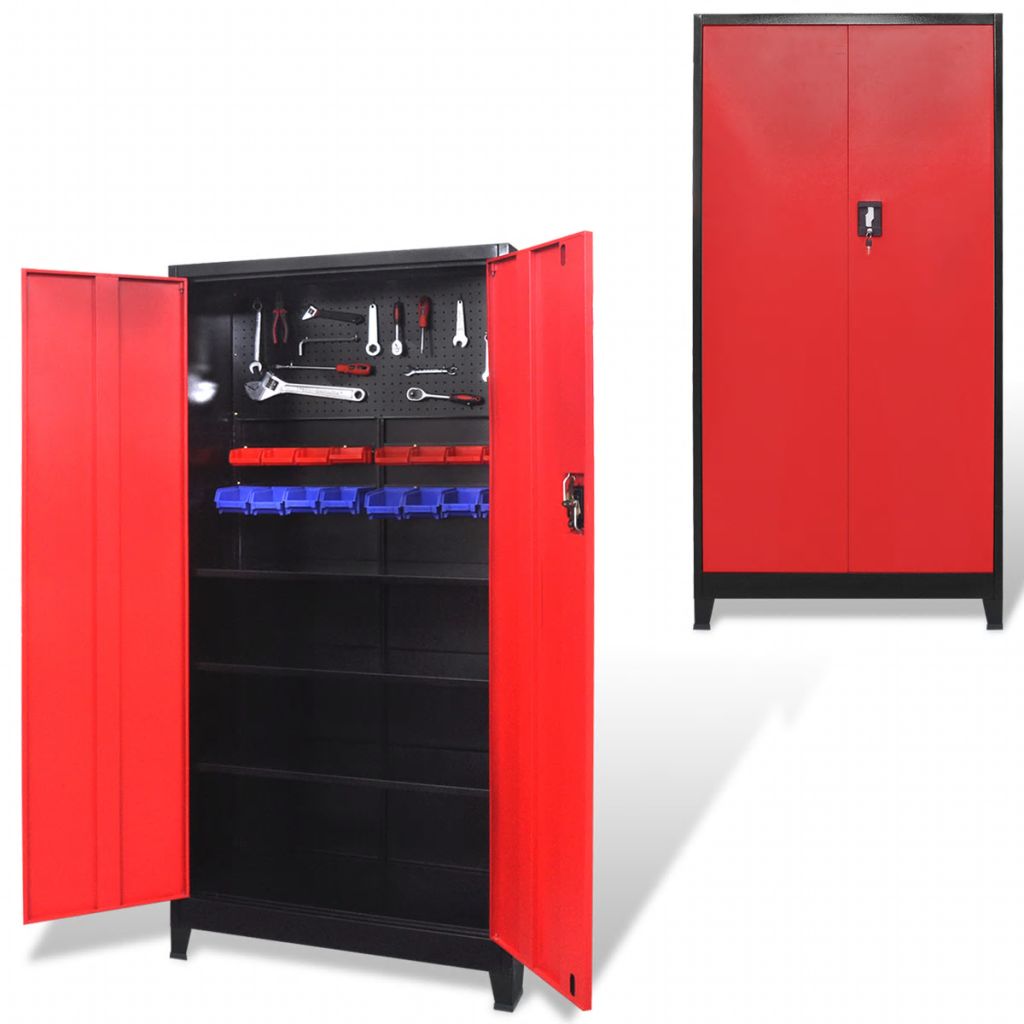 Details About Tool Cabinet With 2 Doors Steel Box Storage Work Equipment