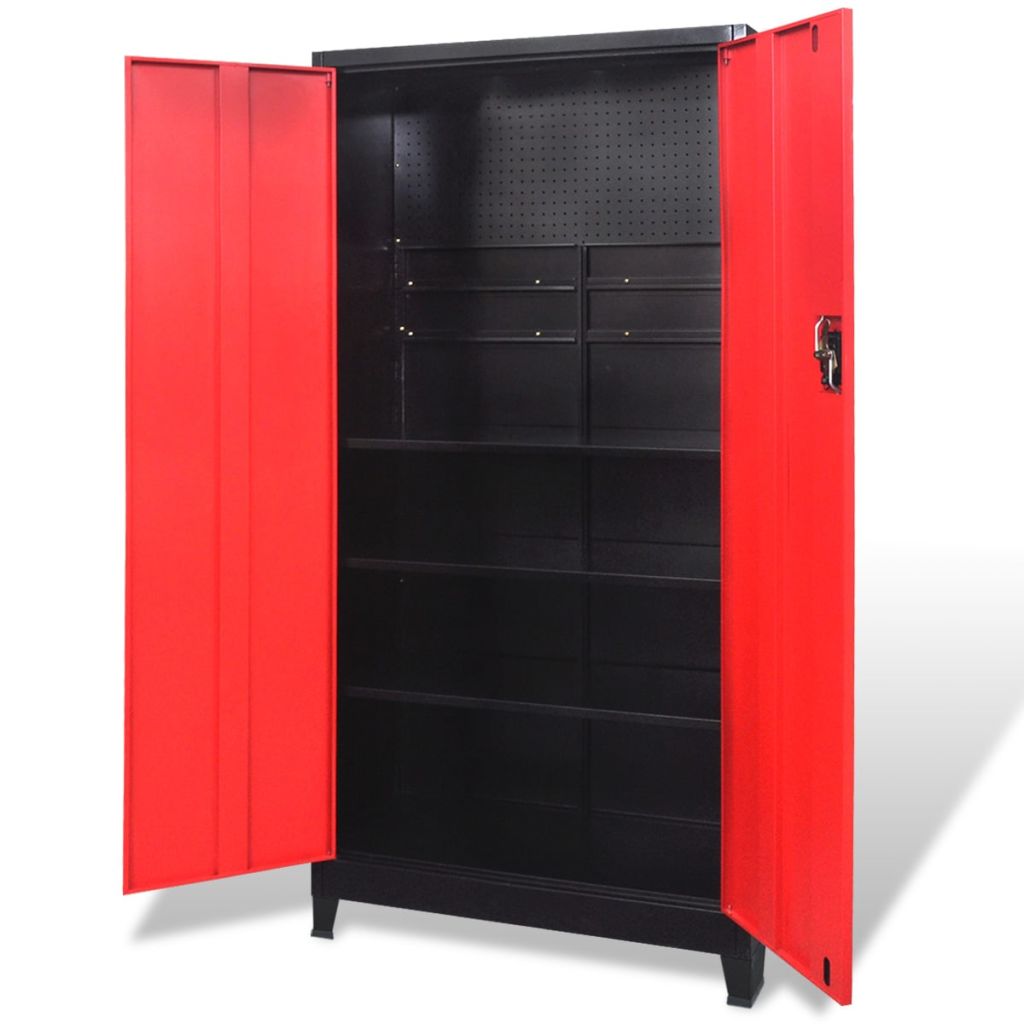 Details About Tool Cabinet With 2 Doors Steel Box Storage Work Equipment