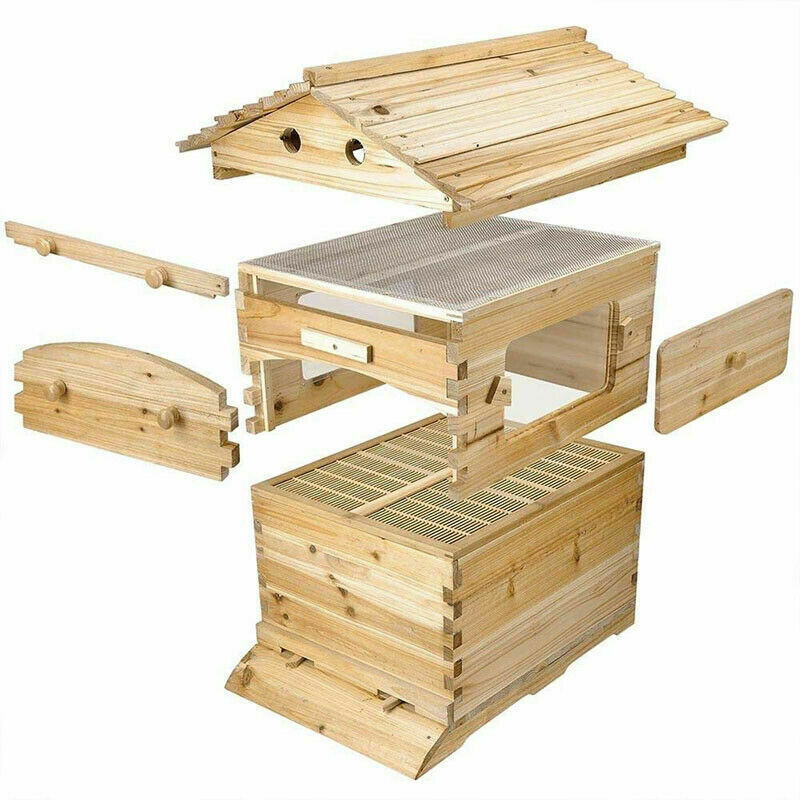 thumbnail 15  - 7x Free Flowing Honey Hive Beehive Frames + Cedarwood Beehive House Box Set New