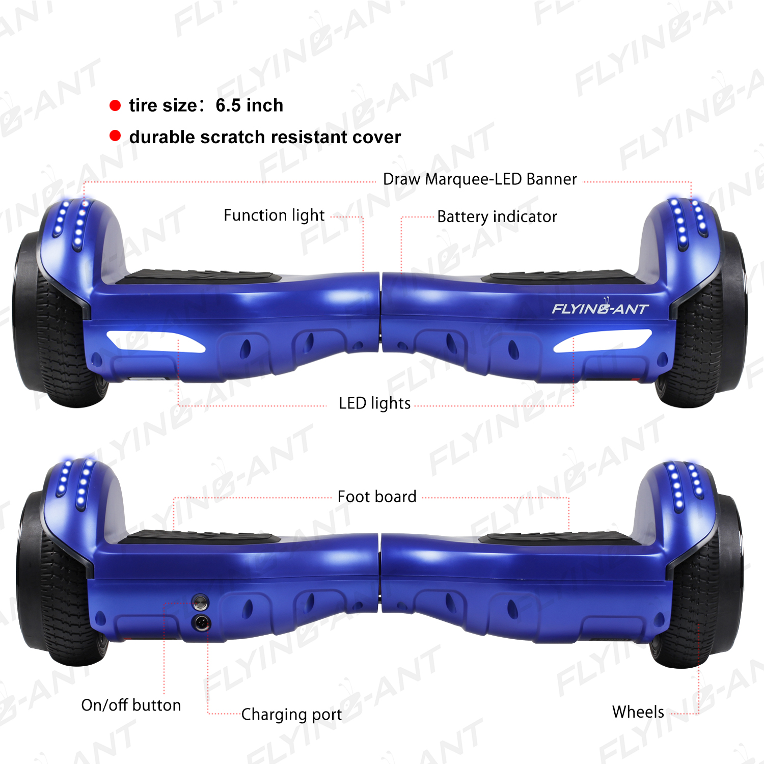 6.5/" Hoverboard Bluetooth Electric Self Balance Scooter Bag Tunnel LED Girl Gift