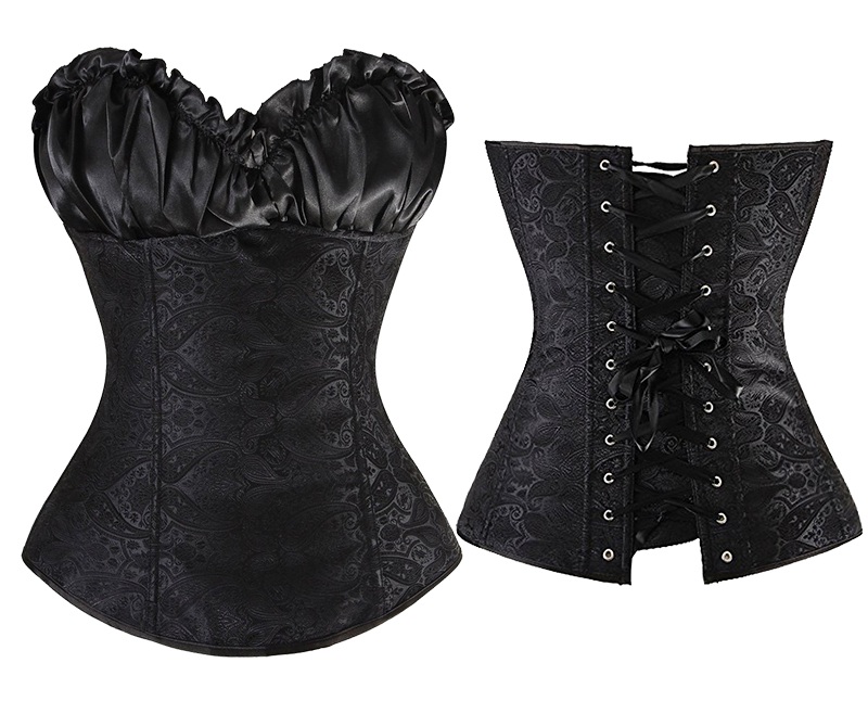 Women Black Steampunk Corset Bustier Gothic Shapewear Plus-Size