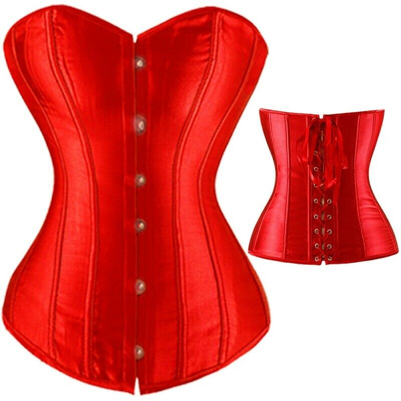 Ladies Overbust Corset Gothic Jacquard Sexy Burlesque Lingerie Waist 