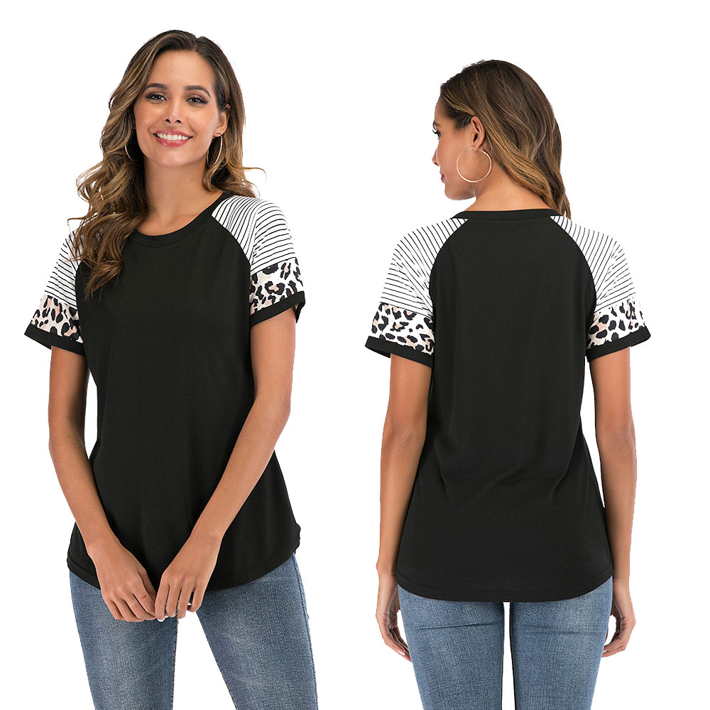 Women's Tunic Floral Print Top Crew Neck Loose T Shirt Tops Short Sleeves Summer - Picture 13 of 21