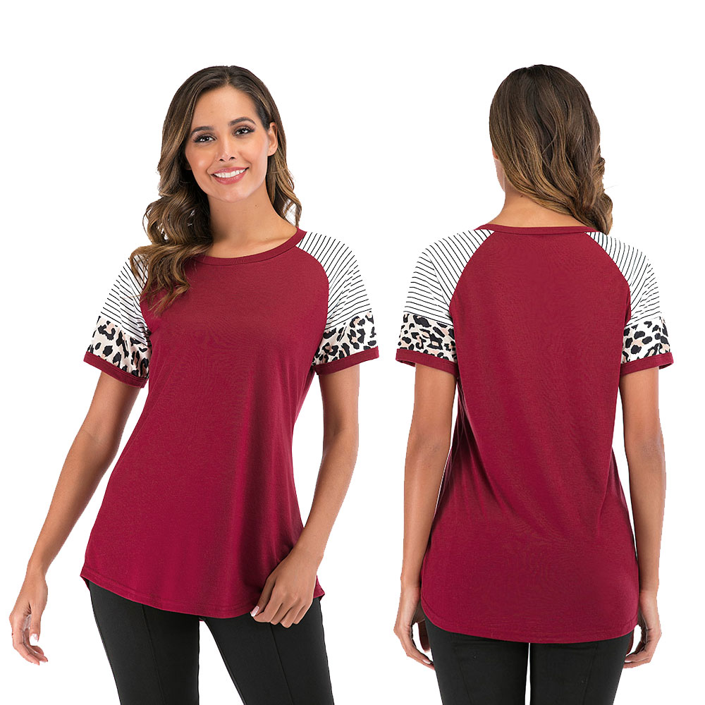 Women's Tunic Floral Print Top Crew Neck Loose T Shirt Tops Short Sleeves Summer - Picture 16 of 21