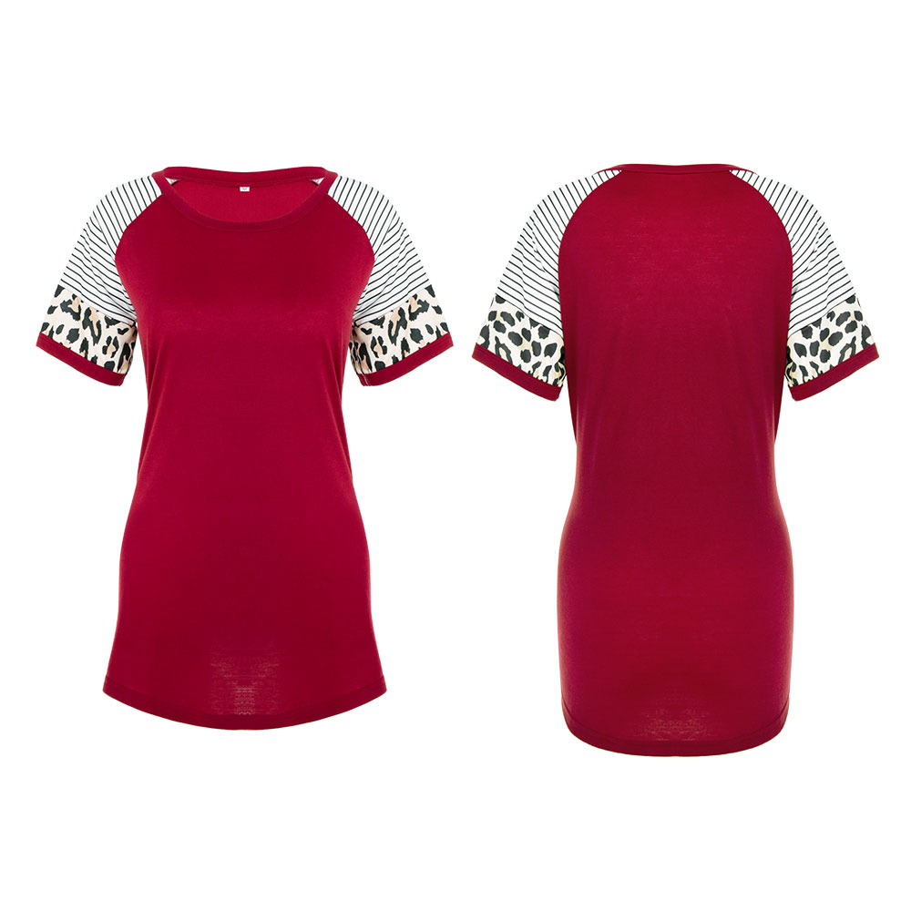 Women's Tunic Floral Print Top Crew Neck Loose T Shirt Tops Short Sleeves Summer - Picture 17 of 21