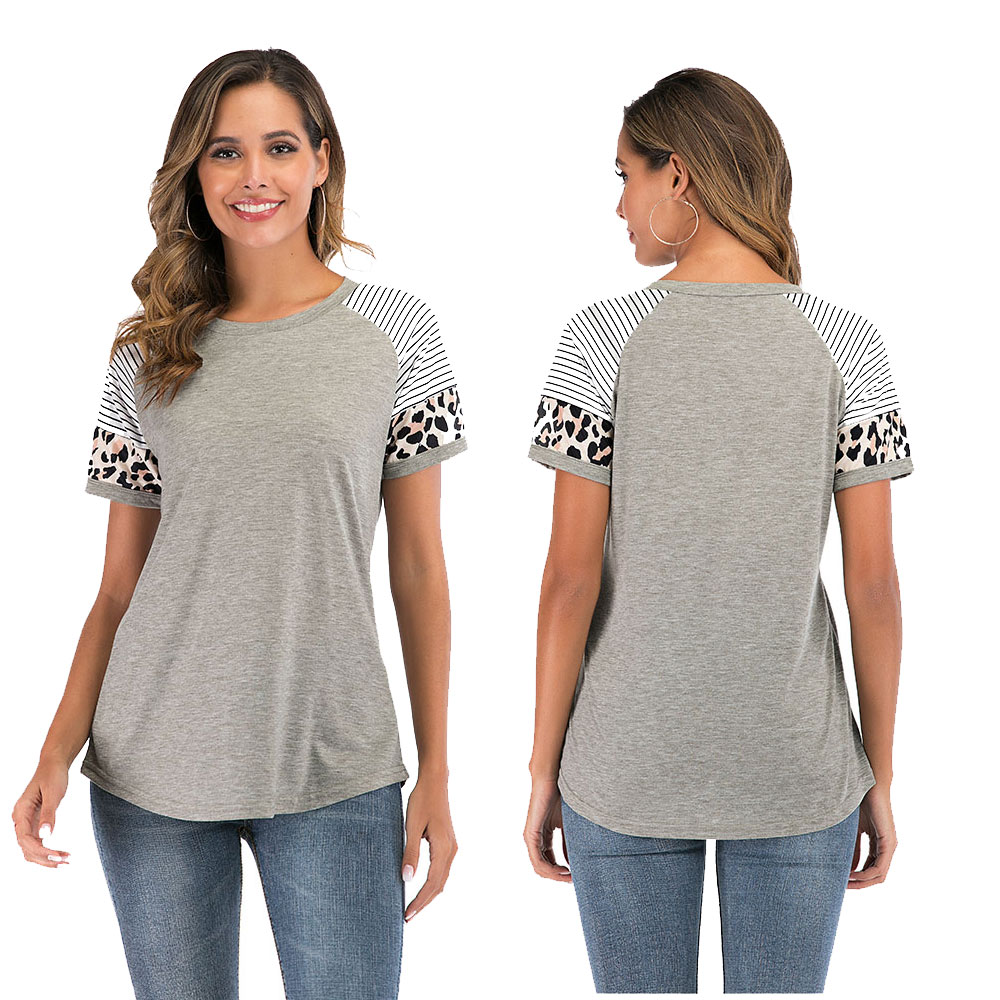 Women's Tunic Floral Print Top Crew Neck Loose T Shirt Tops Short Sleeves Summer - Picture 19 of 21