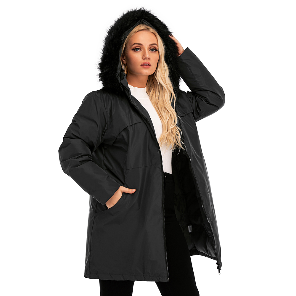 Women's Winter Keep Warm Fur Collar Hooded Long Coat Jacket Parka Outwear Coat