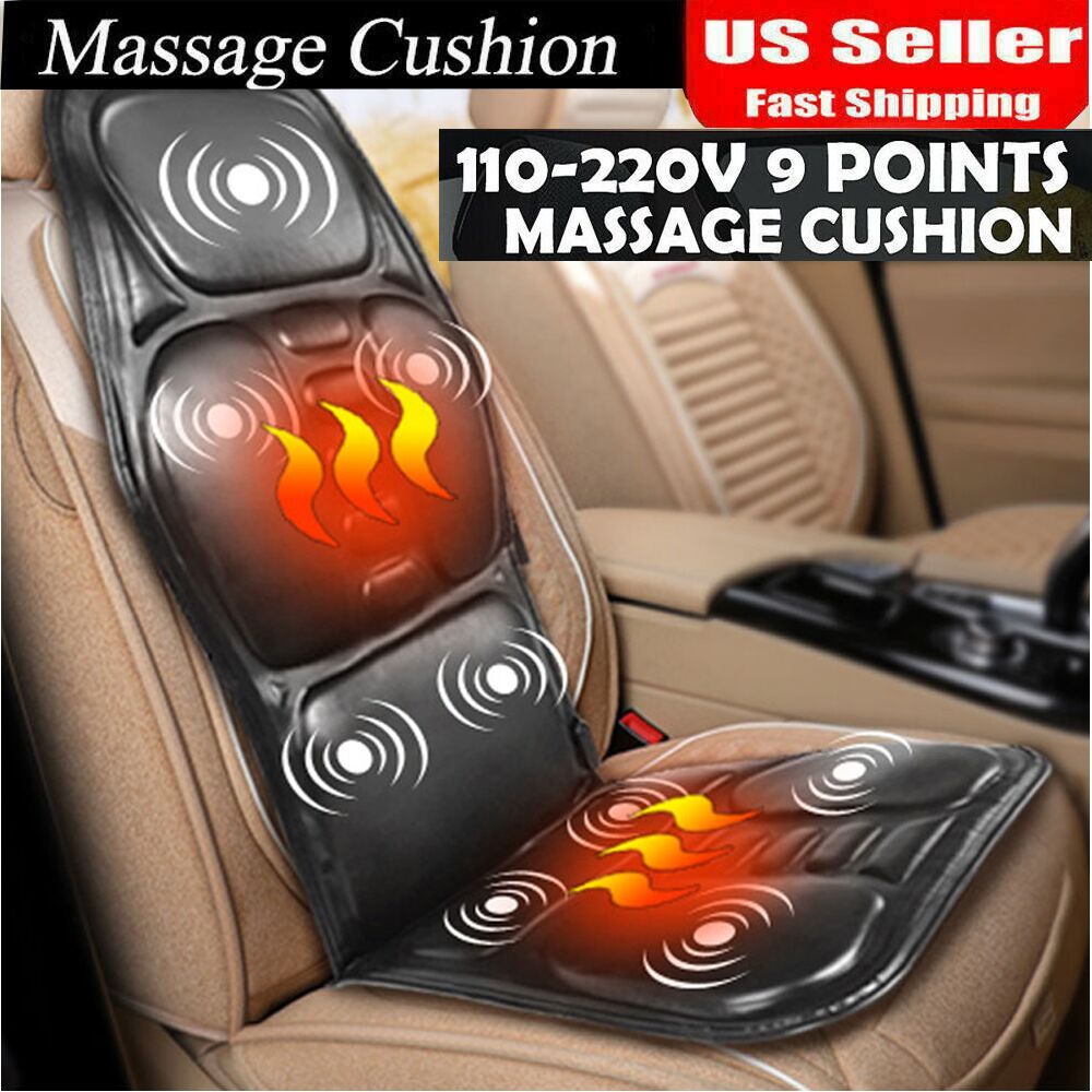 9 Intensity Electric Heated Back Massage Cushion Car Seat Full Body  Massager US
