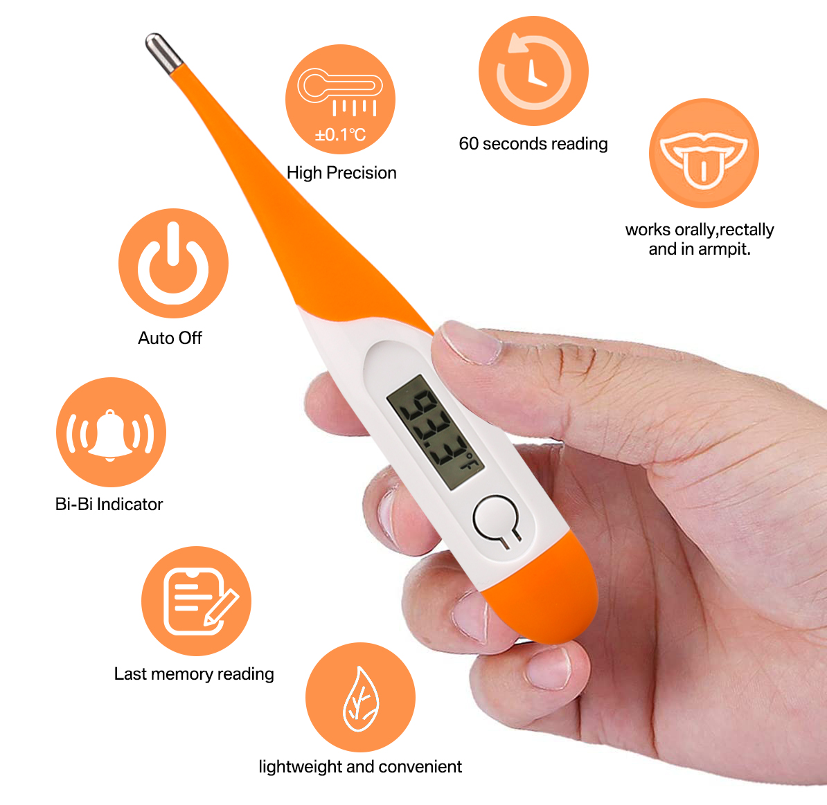 US Digital Soft LCD Thermometer Baby Adult Body Safe Ear Mouth Fever