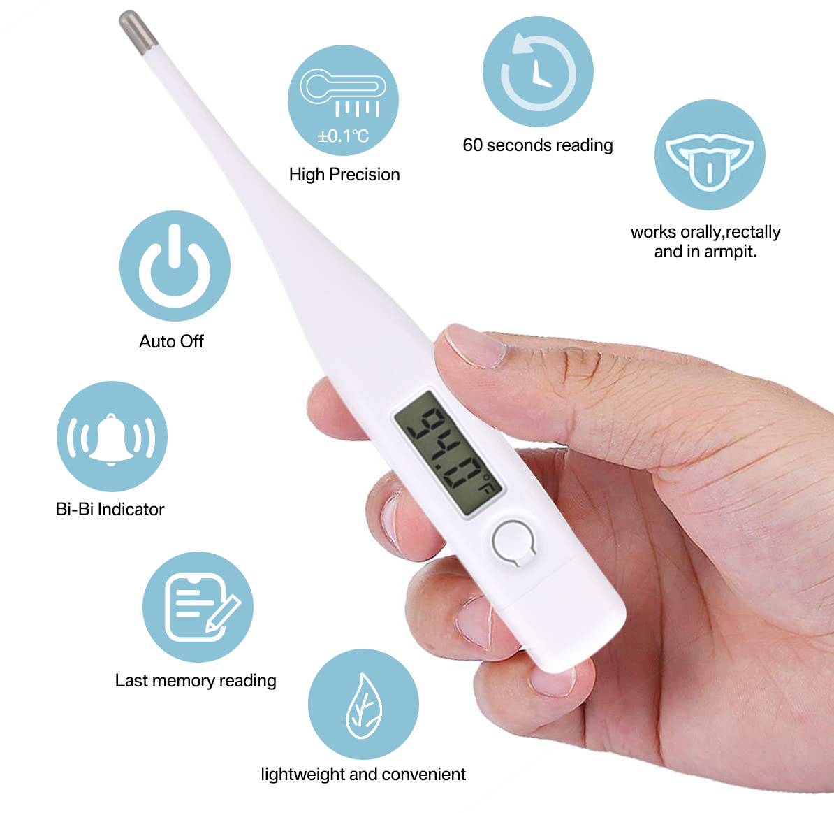 US Digital Soft LCD Thermometer Baby Adult Body Safe Ear Mouth Fever