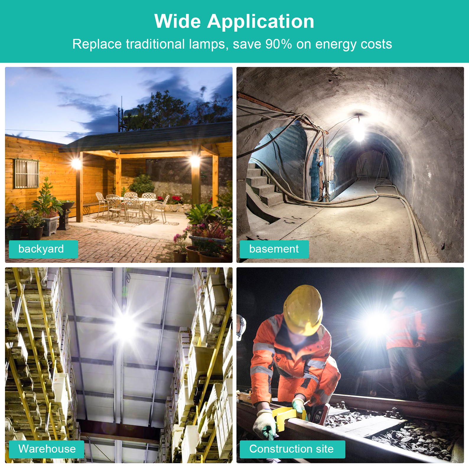 80W LED Construction Hanging Work Light Portable Temporary Jobsite