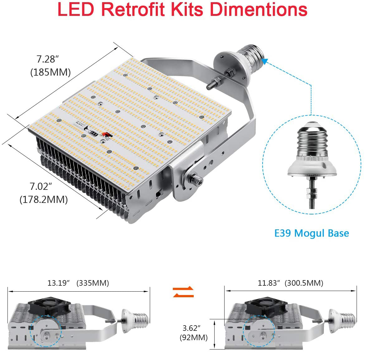 LED Shoebox Retrofit Kit Light For Area Parking Lot 150W 240W 300W AC120V 480V - Picture 11 of 13