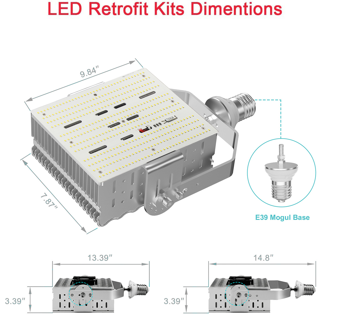 LED Shoebox Retrofit Kit Light For Area Parking Lot 150W 240W 300W AC120V 480V - Picture 13 of 13