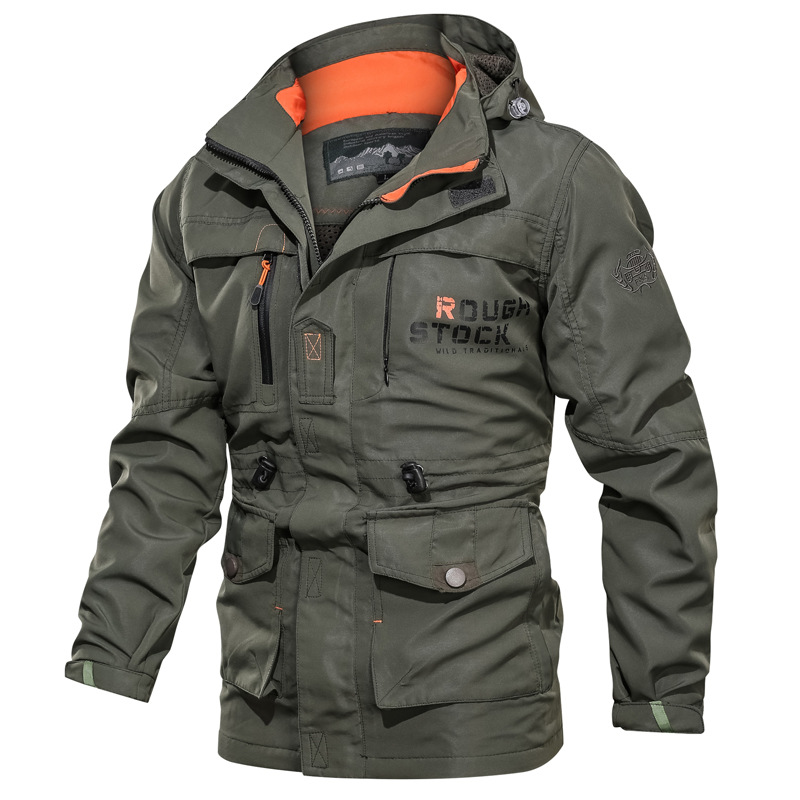 Men's Mid-length Casual Outdoor Hooded Plus Size Coat Men's Jacket - Picture 16 of 23