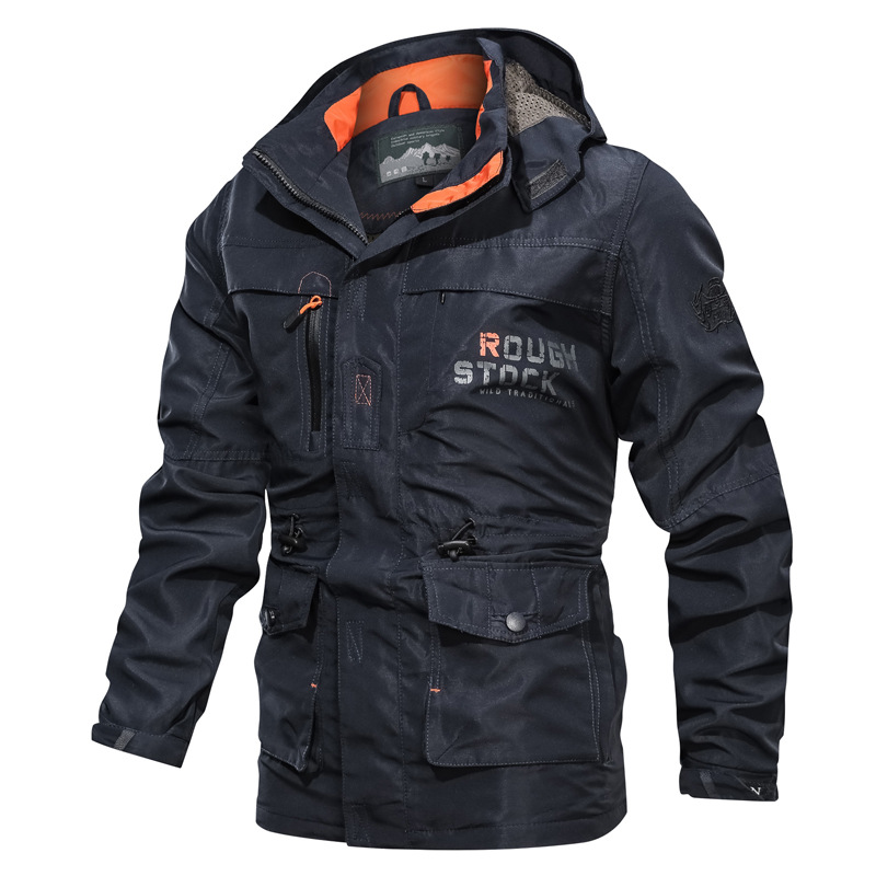 Men's Mid-length Casual Outdoor Hooded Plus Size Coat Men's Jacket - Picture 23 of 23