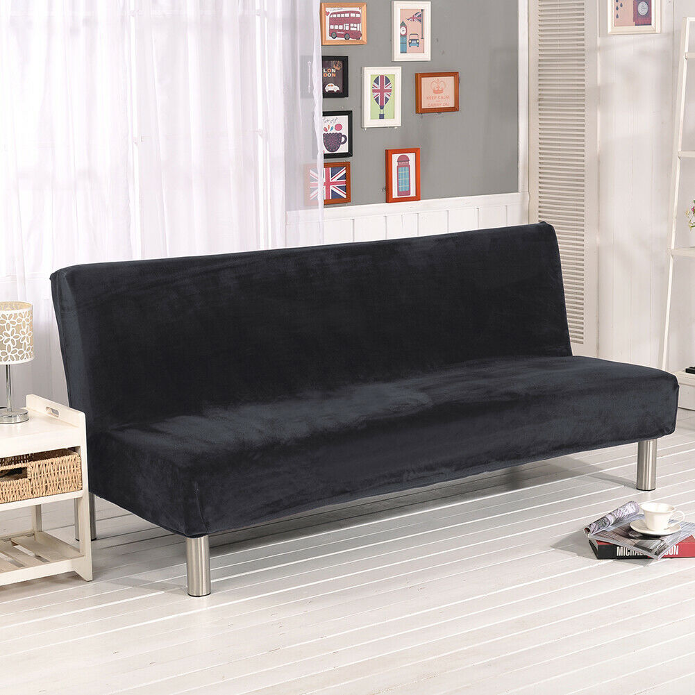 Stretch Armless Sofa Bed Cover Folding Futon Couch Slipcover/ Pillow Case - Picture 10 of 74