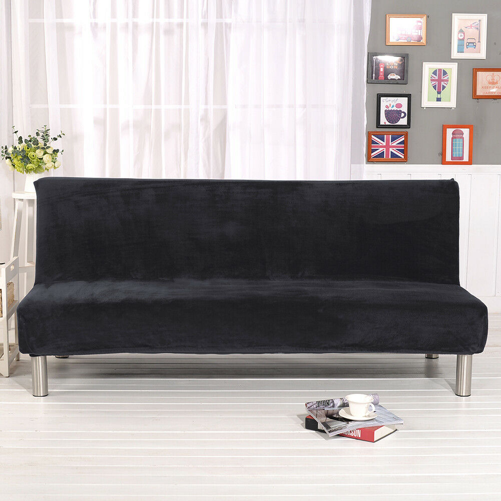 Stretch Armless Sofa Bed Cover Folding Futon Couch Slipcover/ Pillow Case - Picture 12 of 74