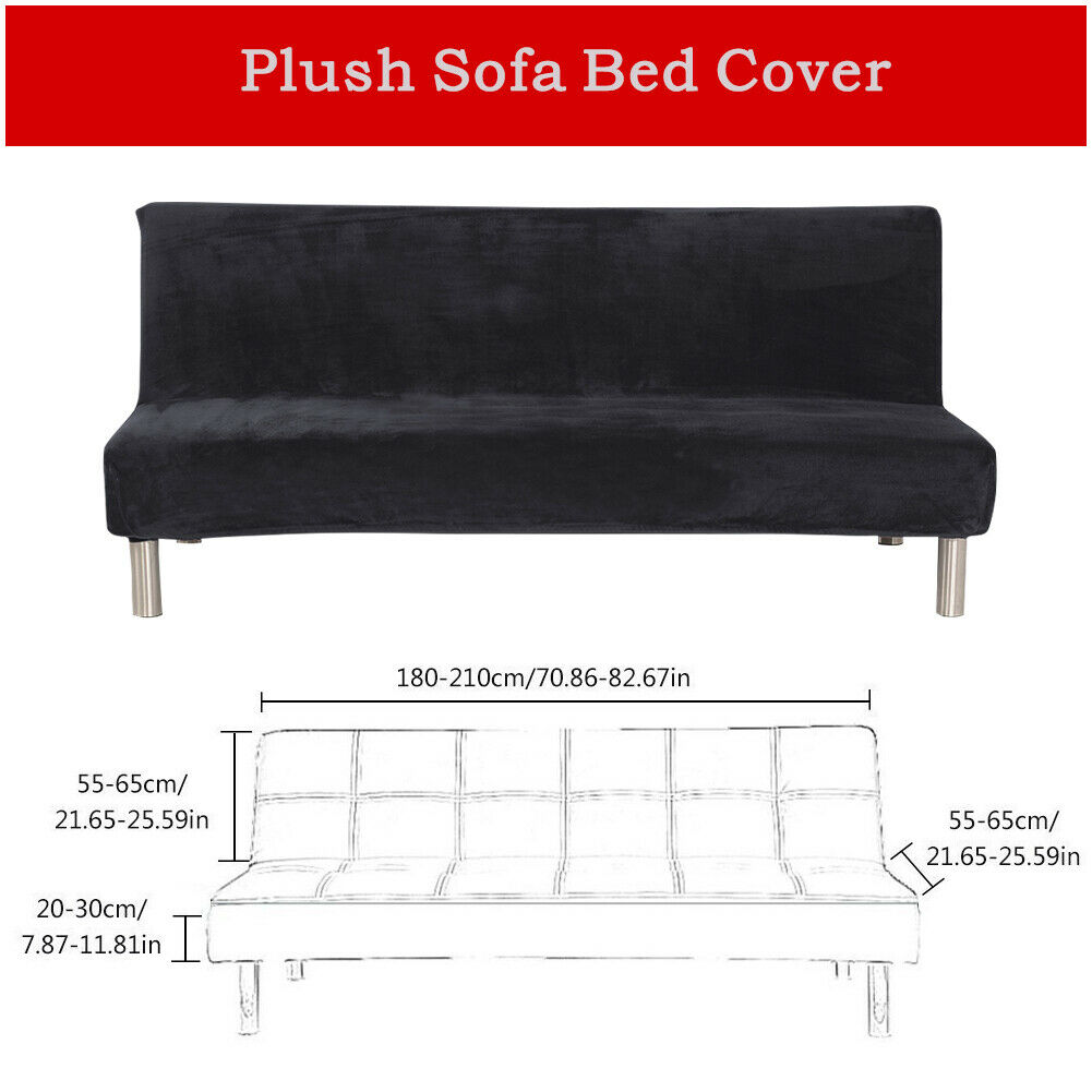 Stretch Armless Sofa Bed Cover Folding Futon Couch Slipcover/ Pillow Case - Picture 13 of 74
