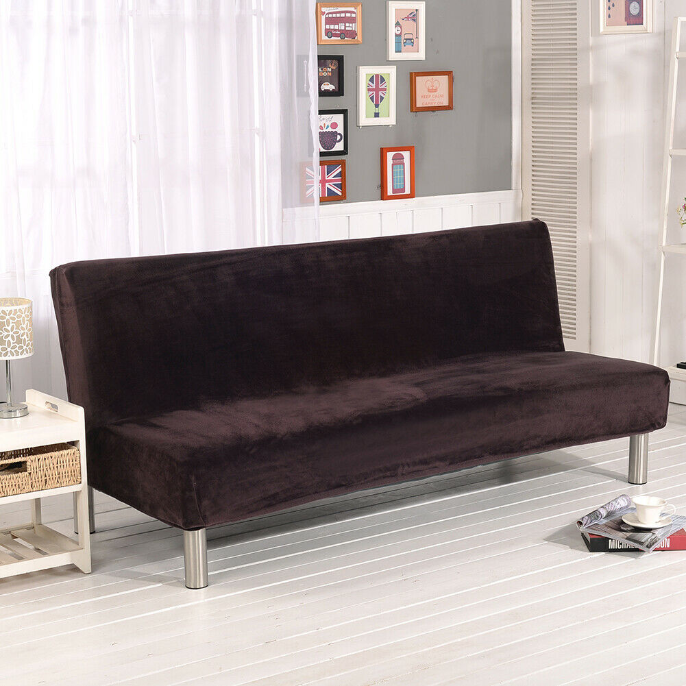 Stretch Armless Sofa Bed Cover Folding Futon Couch Slipcover/ Pillow Case - Picture 21 of 74