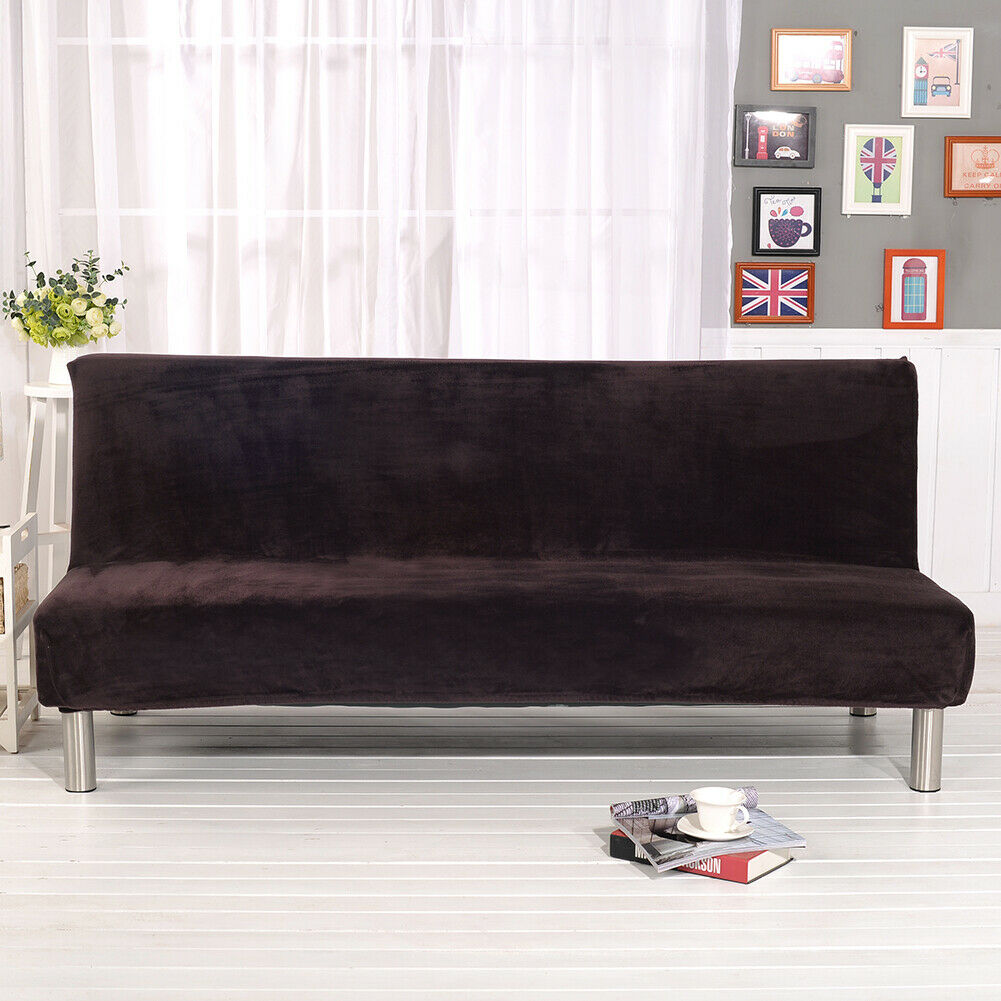 Stretch Armless Sofa Bed Cover Folding Futon Couch Slipcover/ Pillow Case - Picture 23 of 74