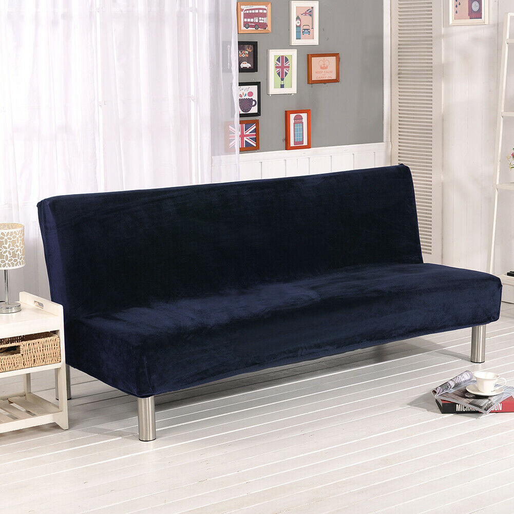 Stretch Armless Sofa Bed Cover Folding Futon Couch Slipcover/ Pillow Case - Picture 32 of 74