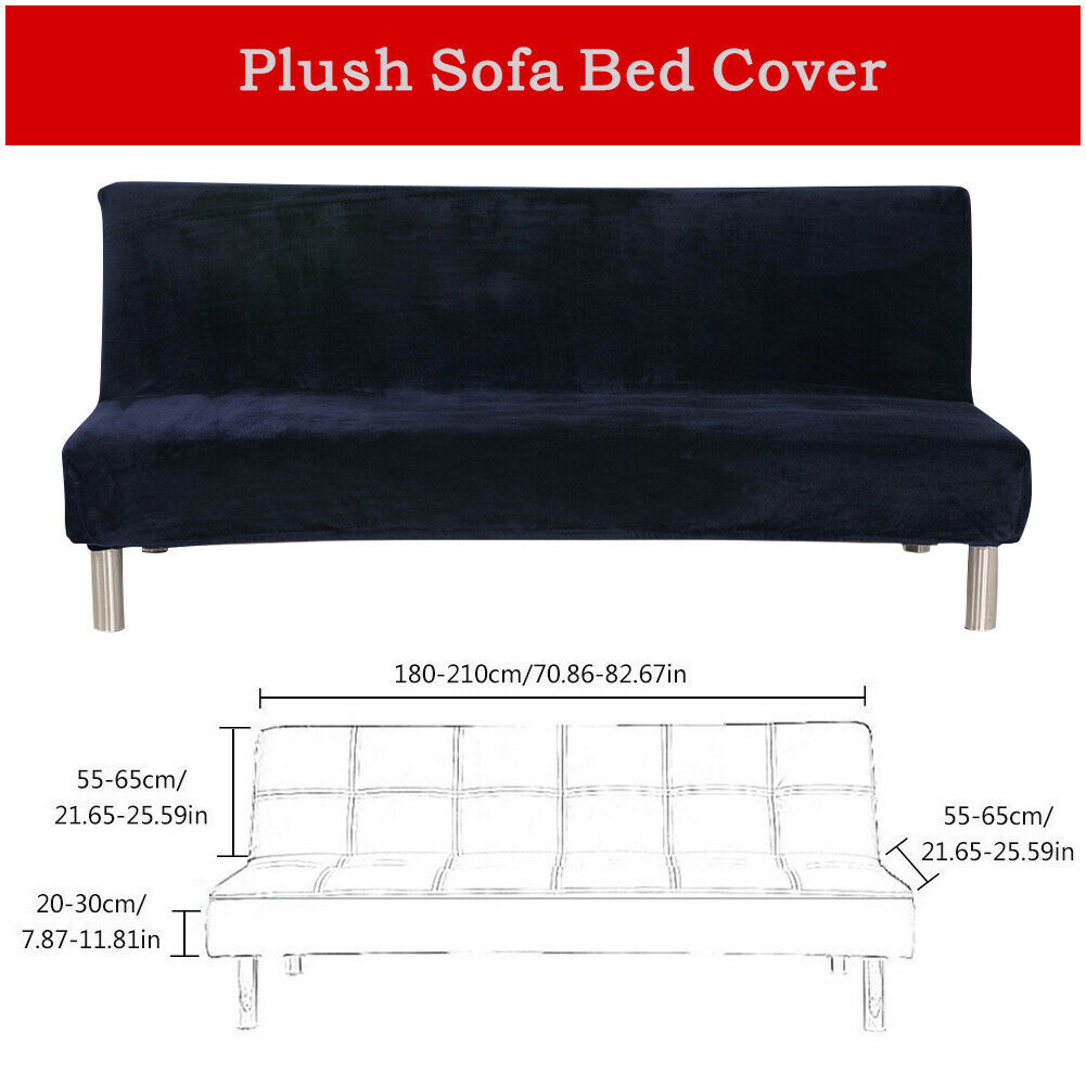 Stretch Armless Sofa Bed Cover Folding Futon Couch Slipcover/ Pillow Case - Picture 38 of 74
