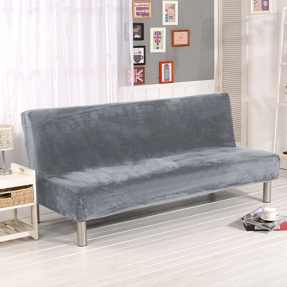 Stretch Armless Sofa Bed Cover Folding Futon Couch Slipcover/ Pillow Case - Picture 43 of 74
