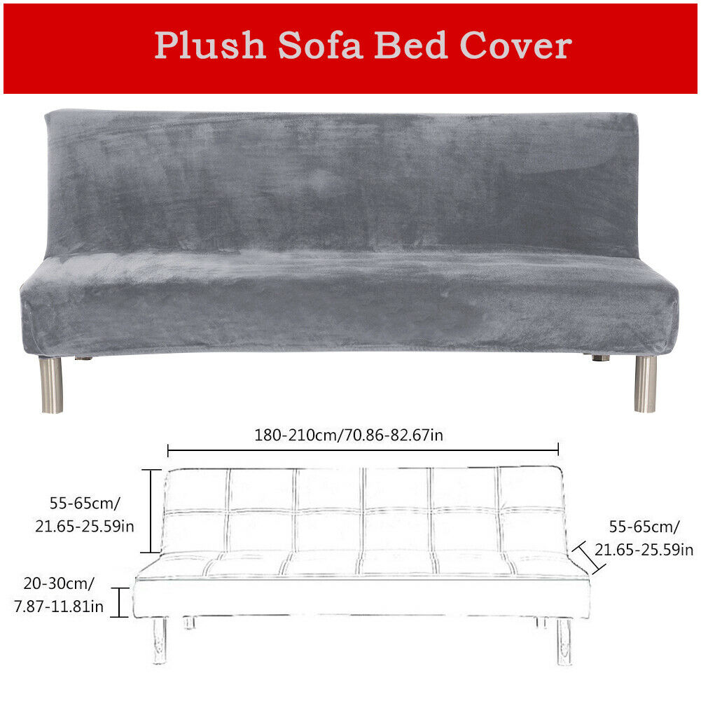 Stretch Armless Sofa Bed Cover Folding Futon Couch Slipcover/ Pillow Case - Picture 49 of 74